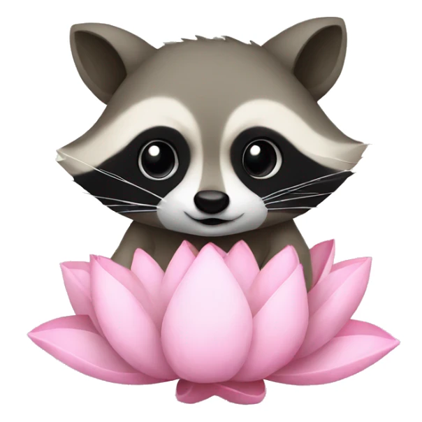 raccoon love lotus flower sticker