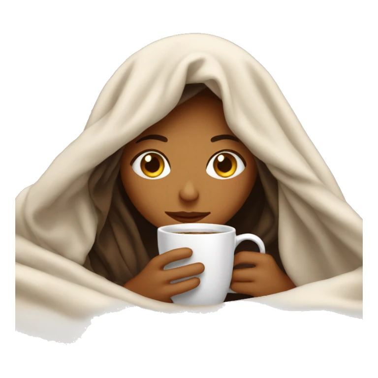 girl inside a blanket sipping coffee eyes closed sticker