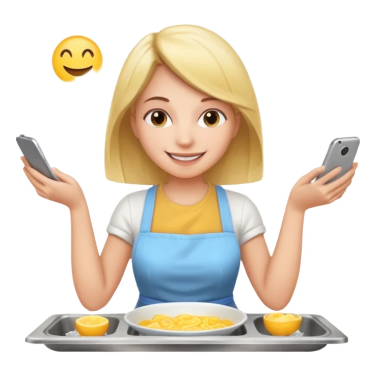 woman perfectionist with multiple arms texting a message wahsing dishes and reading a book 
more dinamic emoji  sticker