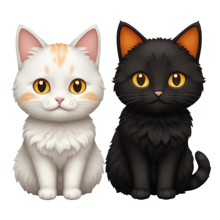 white cat and a black smaller cat and ginger short hair  sticker