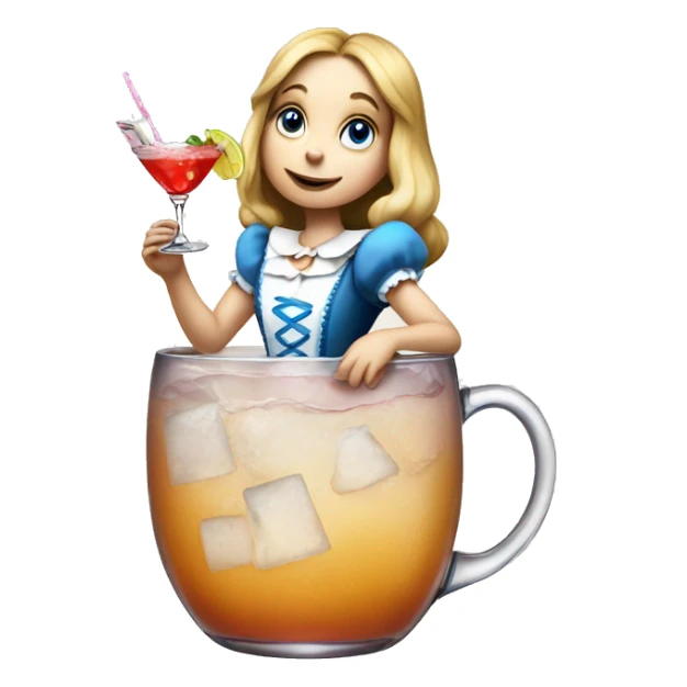 Alice In wonderland drinking a cocktail sticker