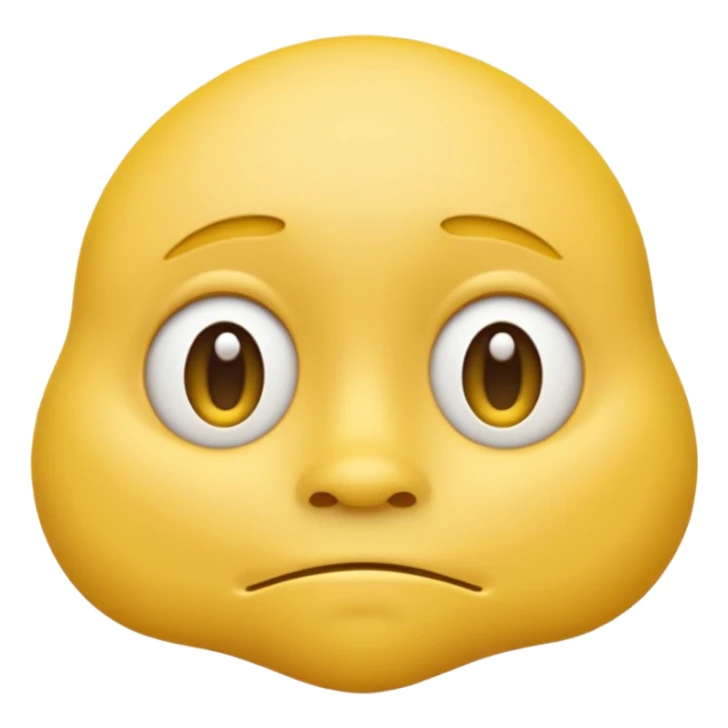 iOS-style 3D classic round yellow emoji face, half-closed droopy eyes, small uneven mouth, and slight head tilt, expressing sleepy and just-woke-up grogginess sticker