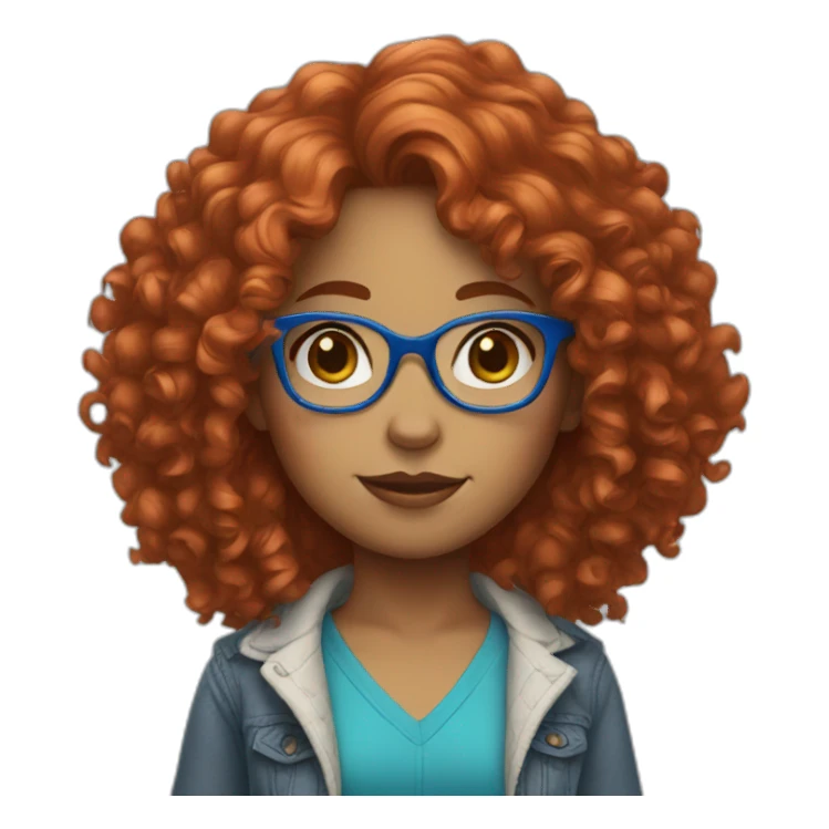 girl with curly red hair and blue glasses sticker