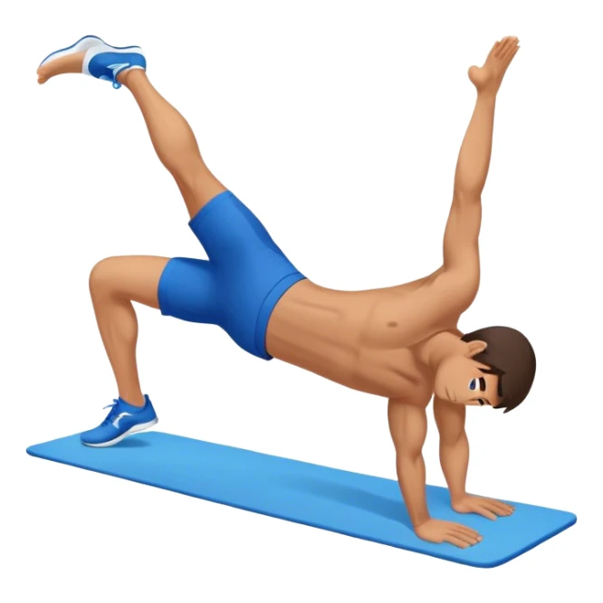 brunette man with blue shorts performing plank exercise sticker