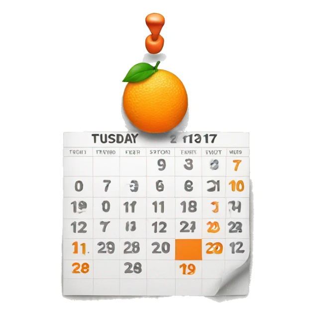 orange calendar that says tuesday  sticker