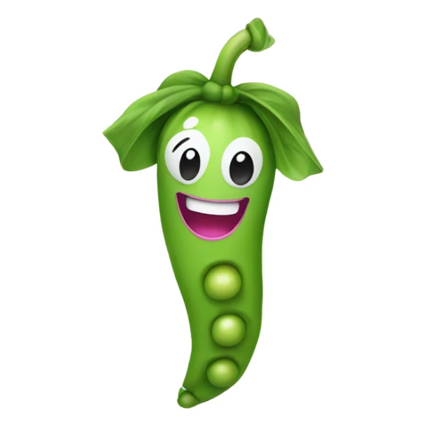 A pea vegetable with a smile and a pink bow sticker