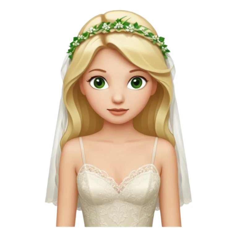 blonde haired green eyed bride in ivory gown with spaghetti straps sticker