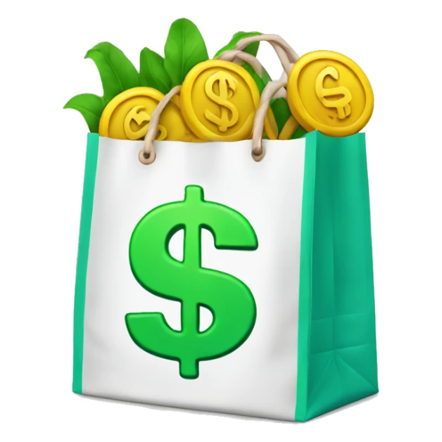 A shopping bag with a dollar sign sticker
