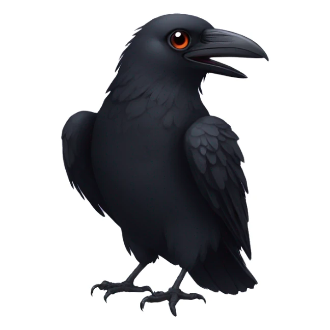 Black raven with heart eyes sticker