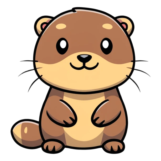 really cute smiling joyful otter face in three-quarter profile view with simple thorny stem wrapped horizontally around its forehead like Jesus Christ's Crown of thorns, no crown shape on top, just thin spiky branches circling the forehead sticker