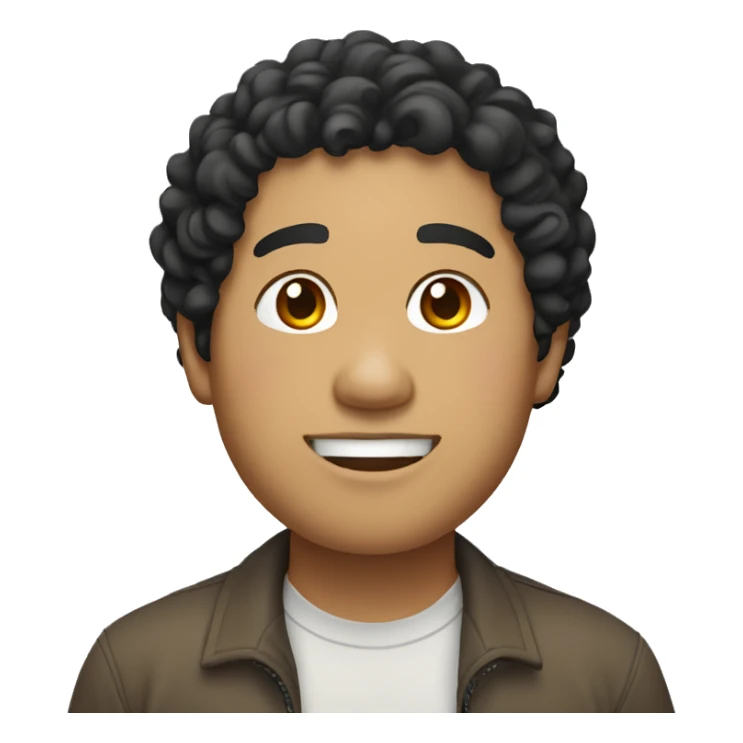 Southeast Asian man, black, curly hair, light brown, chubby sticker