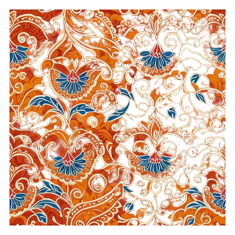 Cinematic Realistic Indonesian Batik Emoji, depicted as a richly patterned textile with intricate colorful designs, rendered with vivid textures and dynamic cultural lighting that captures its artistic heritage. sticker