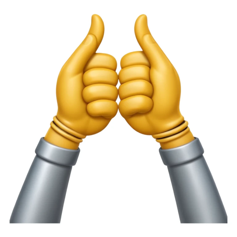 Apple-style 3D emoji of two cartoon hands tightly gripping and bending a solid metal rod, showing visible strain and tension lines around the bend, with dynamic motion curves to emphasize the effort, realistic lighting and smooth Apple emoji texture, no background. sticker