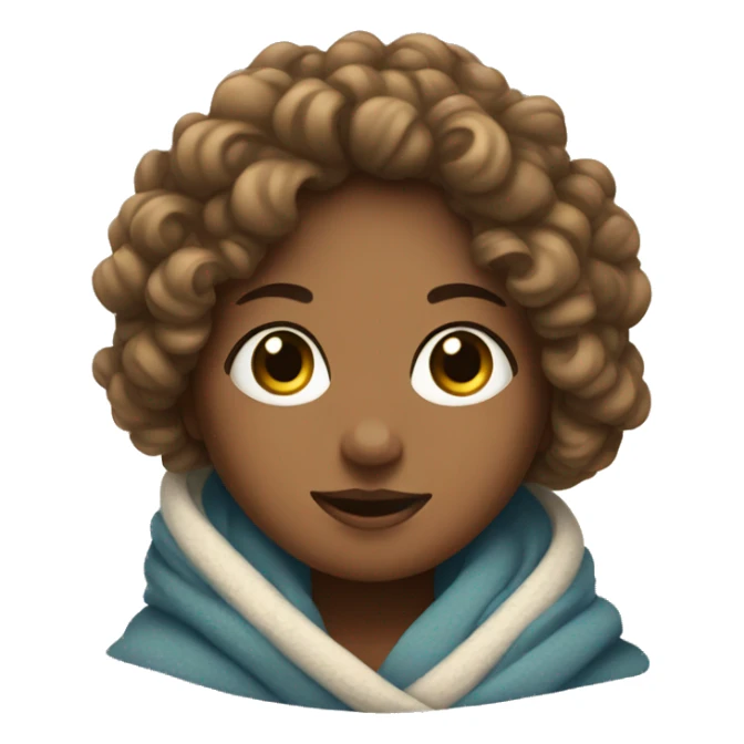 a girl with curly hair wrapped in a blanket sticker