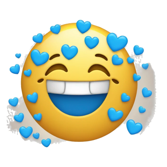 Smiling face with blue hearts sticker
