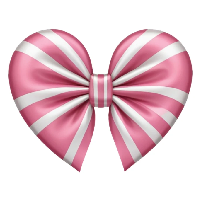 candy cane bow heart shape with light pink stripes and a satin bow sticker