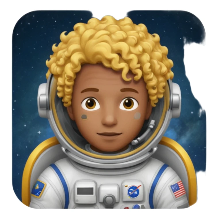 Astronauts, Young, male, dark skin, yellow curly hair sticker