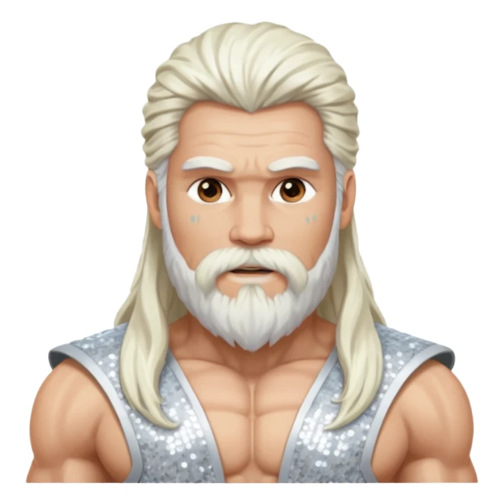 Jupiter, God of Thunder from Gods and Goddesses with long white hair and beard, white sequin outfit sticker