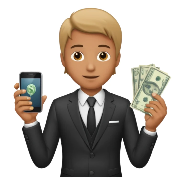 Yakuza holding money and phone sticker