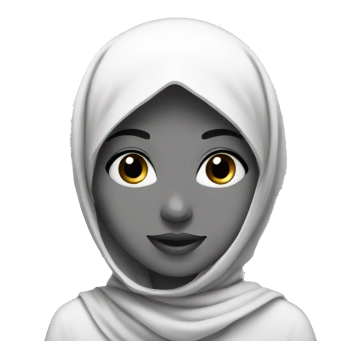 girl avatar with hijab emoji in black and white sticker