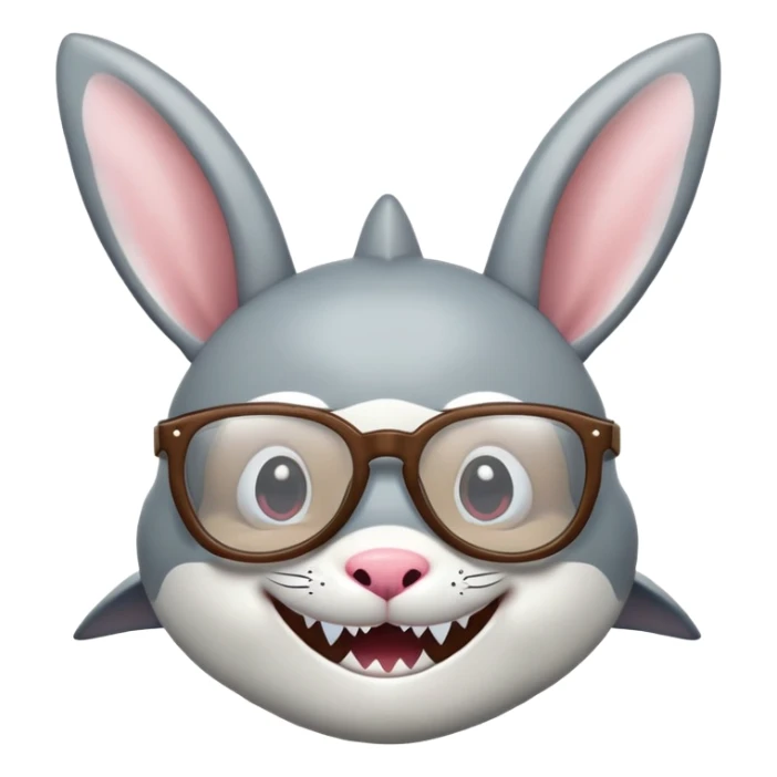 shark with glasses and bunny ears emoji sticker