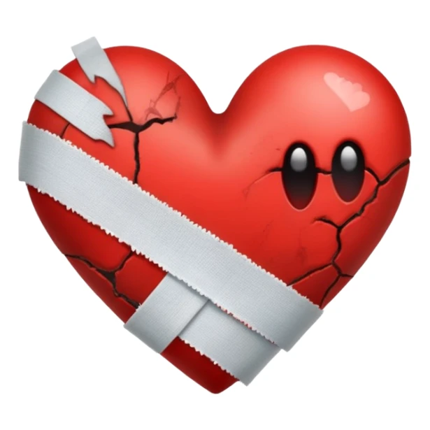 Red fading to black heart with bandages sticker