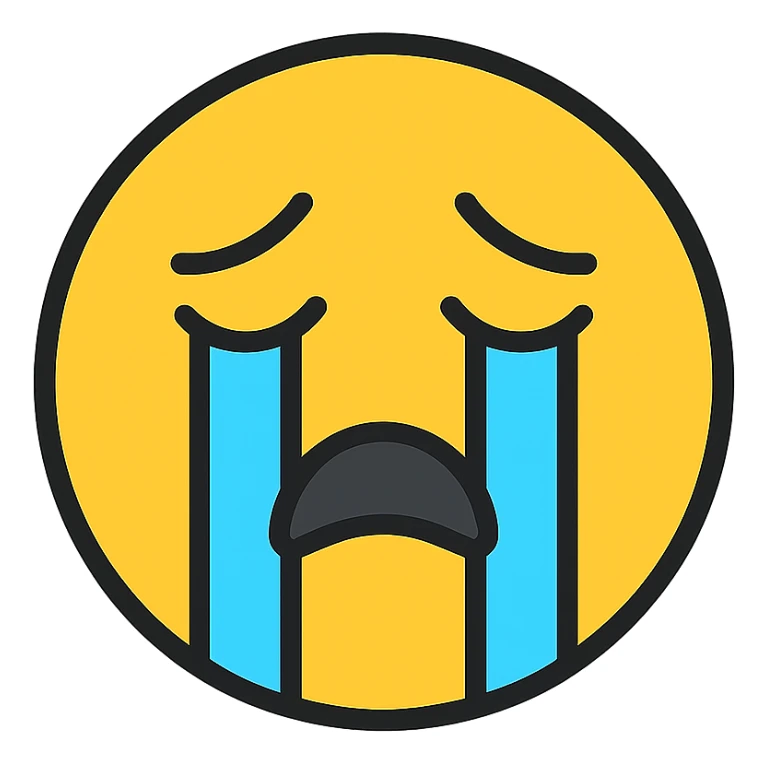 crying face, color outline icon style sticker