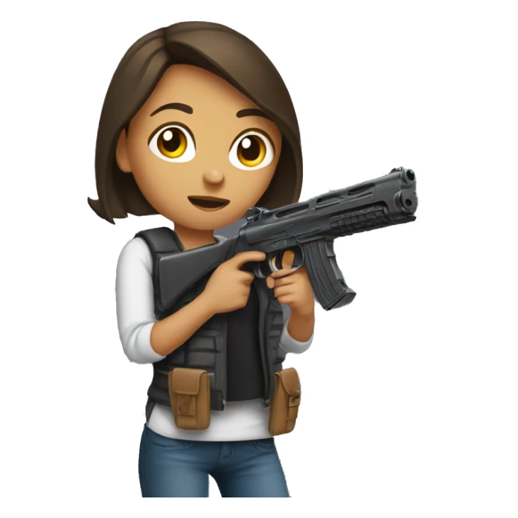 Girl holding a big gun sticker
