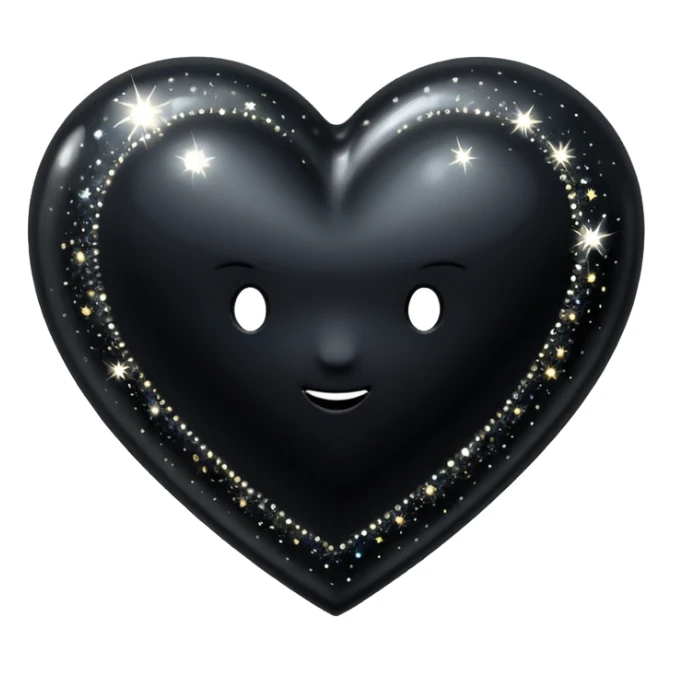Black heart emoji with the sparkle emojis around it sticker