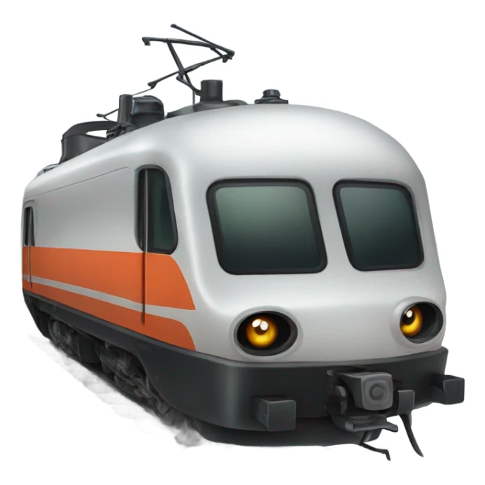 A electric locomotive was with black oval eyes  sticker