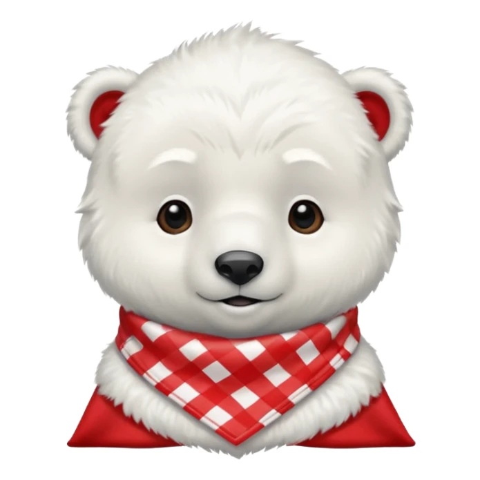 baby polar bear wearing a red and white checkered Neckerchief sticker