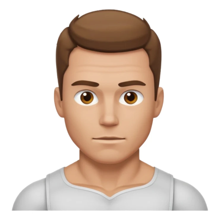 muscular white man with short brown cowlick hair sticker