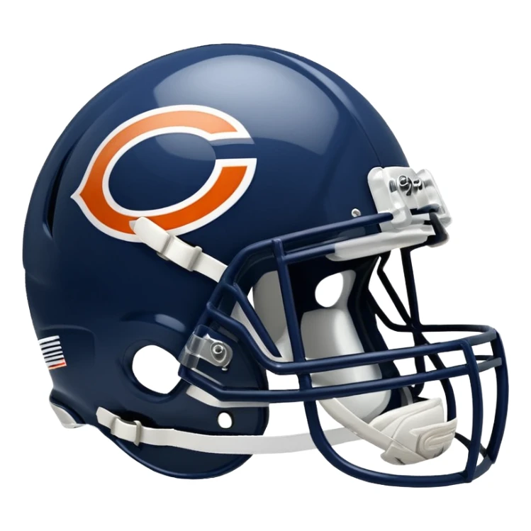 Navy blue football helmet with Chicago Bears logo sticker