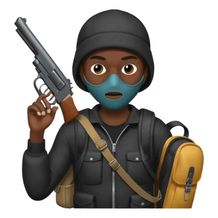 Chicago savage with skully mask on and backpack and big ass hand gun  sticker