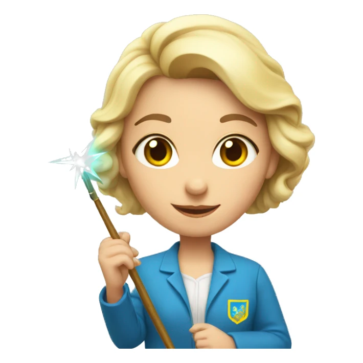 A Ukrainian female teacher holds a magic wand in her hand sticker