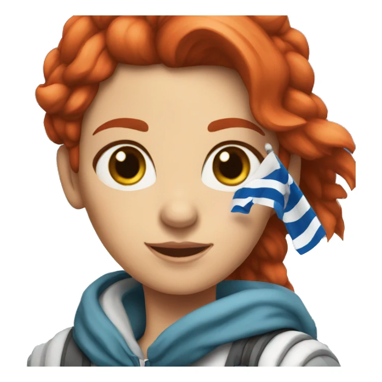 a red hair female on everest with greek flag sticker