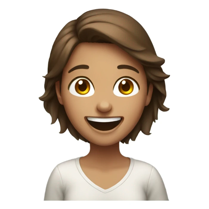 brown haired girl indoors laughing sticker