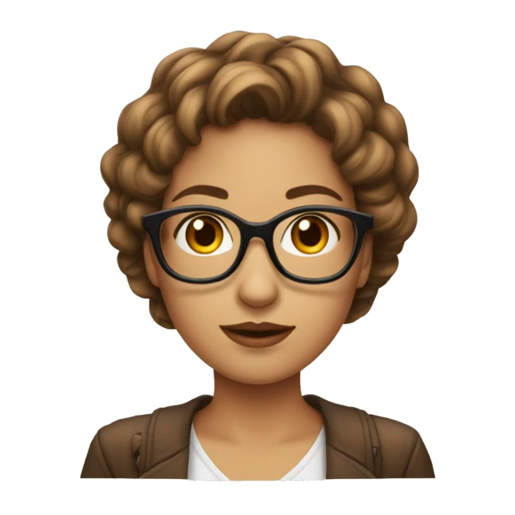 Femme jeune cheveux marron lunette sticker