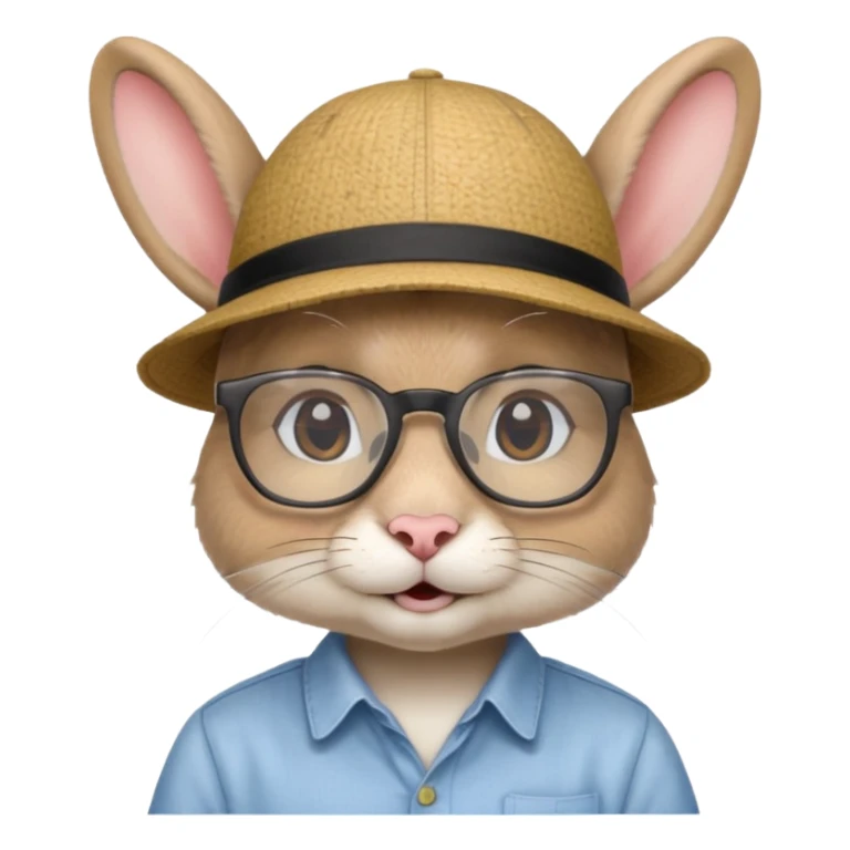 glasses rabbit with hat and shirt sticker