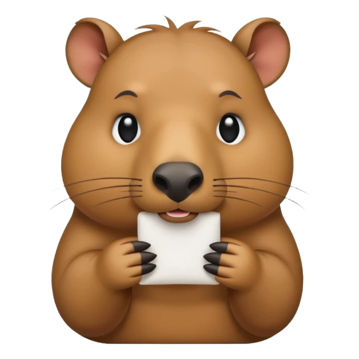 emoji of capibara chewing white paper sticker
