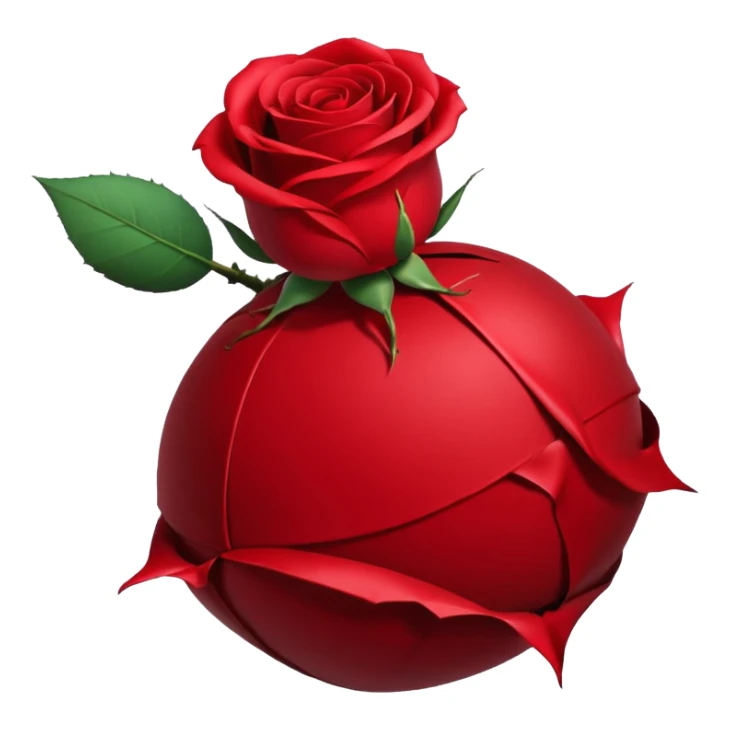 Deep red (#7A0F1E) no gradients, transparent background, high contrast, clean gothic aesthetic, designed to be readable at 128x129px a red rose wrapped around a bomb sticker