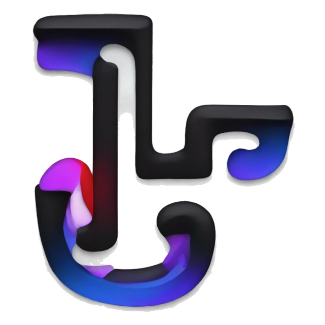 black background, white letter "L" with the shadows purple blue and red like an outline sticker