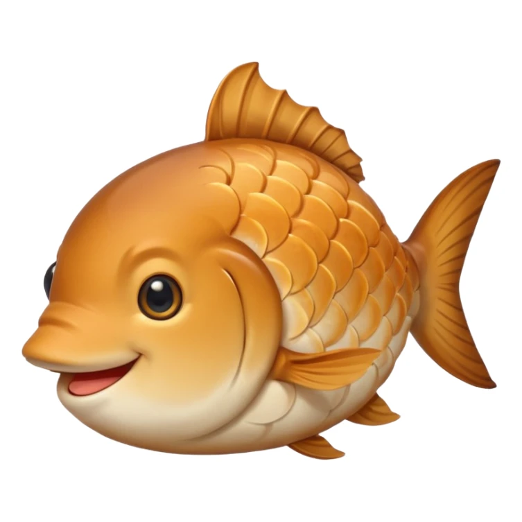 delicous fish-shaped bun like simple emoji for using app with cute bun and 측면에서 바라보는 붕어빵 이미지 비늘은 최대한 안보이게 귀여운 이미지로 sticker