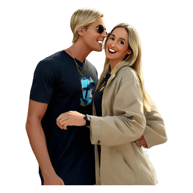 blonde girl and boy beach sticker