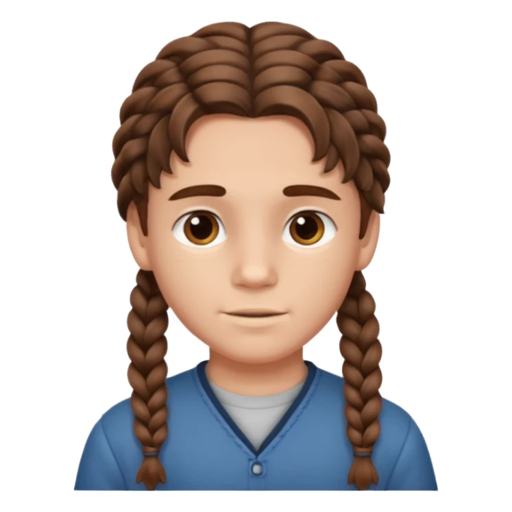 Boy with brown wavy hair in braids sticker
