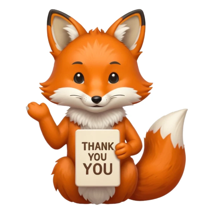 FOX HOLDING A THANK YOU SIGN sticker