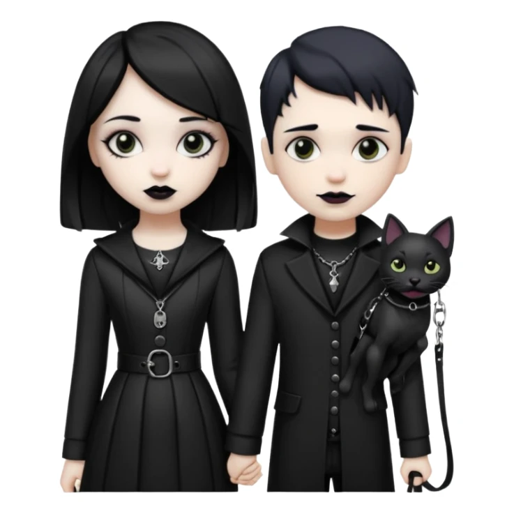 Fille Gothique qui tien un garçon en laisse sticker