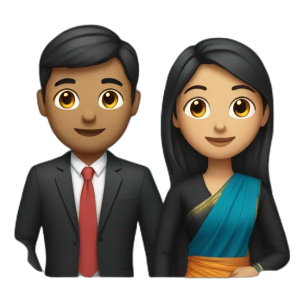 Girl wearing black saari with guy wearing blue blazer  sticker