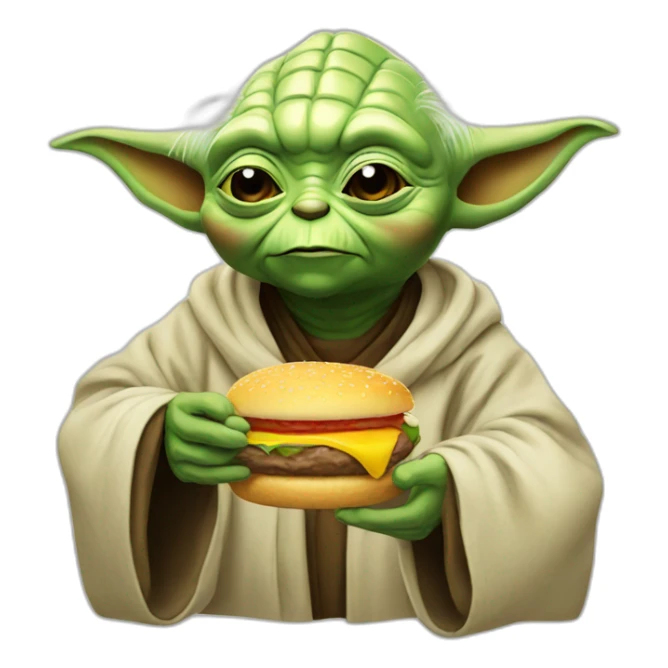Yoda eating burgers sticker