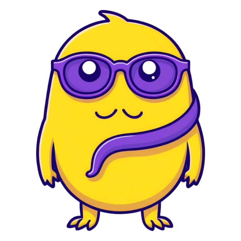 yellow monster with a big nostril wearing black glasses sticker